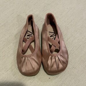 Zara Kids Pink Satin Ballet Flats